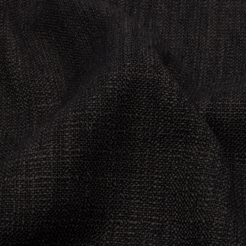 Soft Textured Recycled Polyester Drapery Woven - Onyx - British Imported