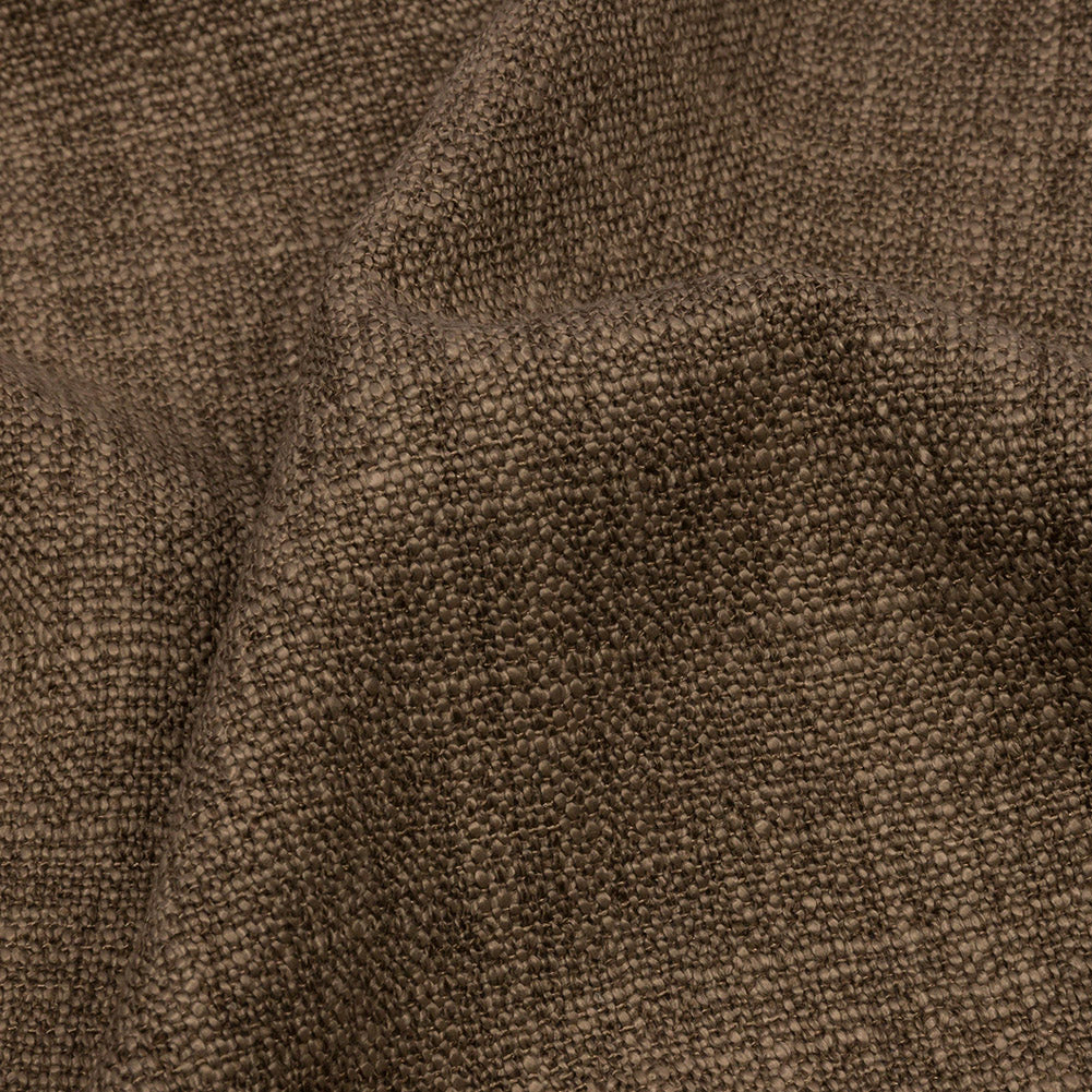 Soft Textured Recycled Polyester Drapery Woven - Otter - British Imported