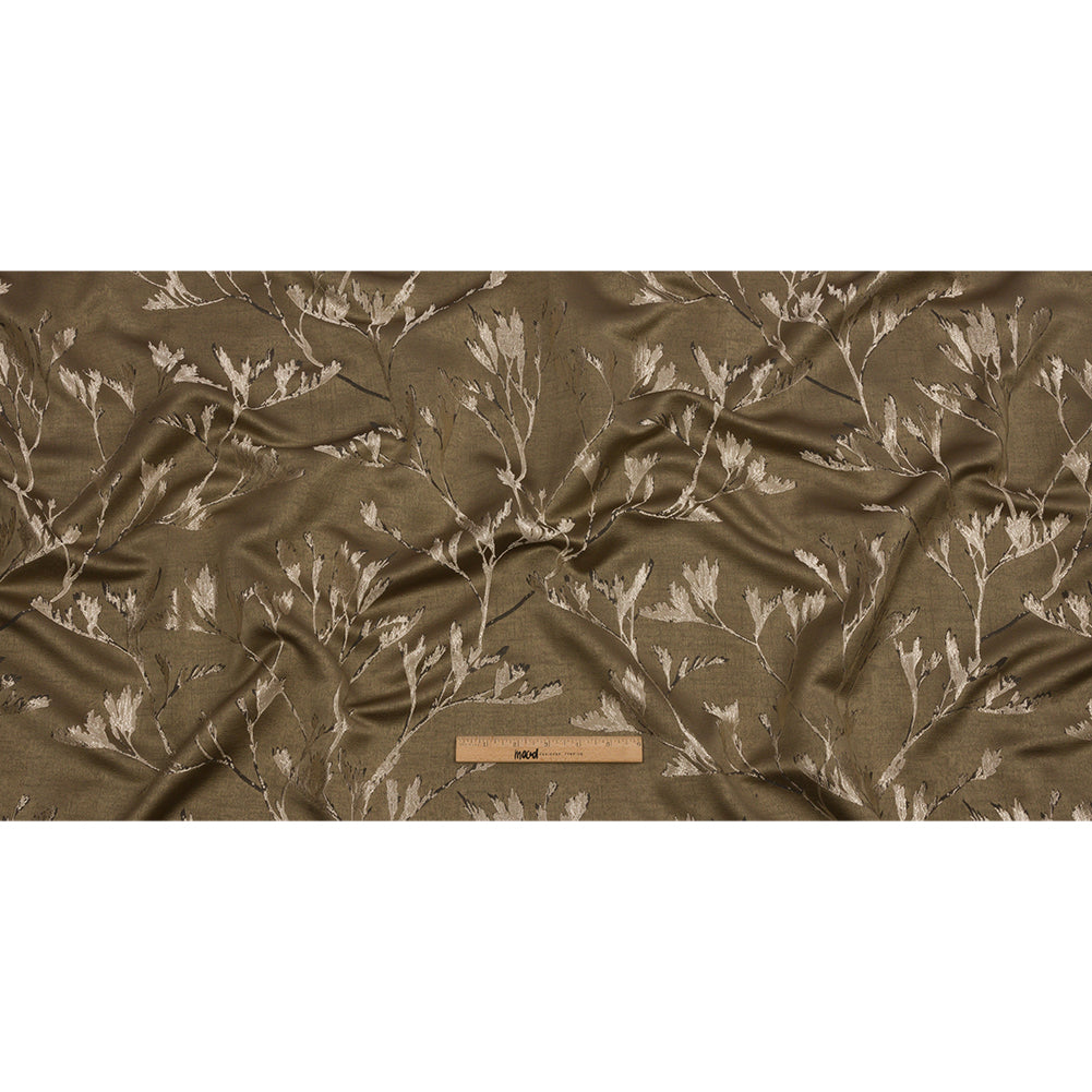 Metallic Drapery Jacquard - Truffle Windblown Branches - British Imported