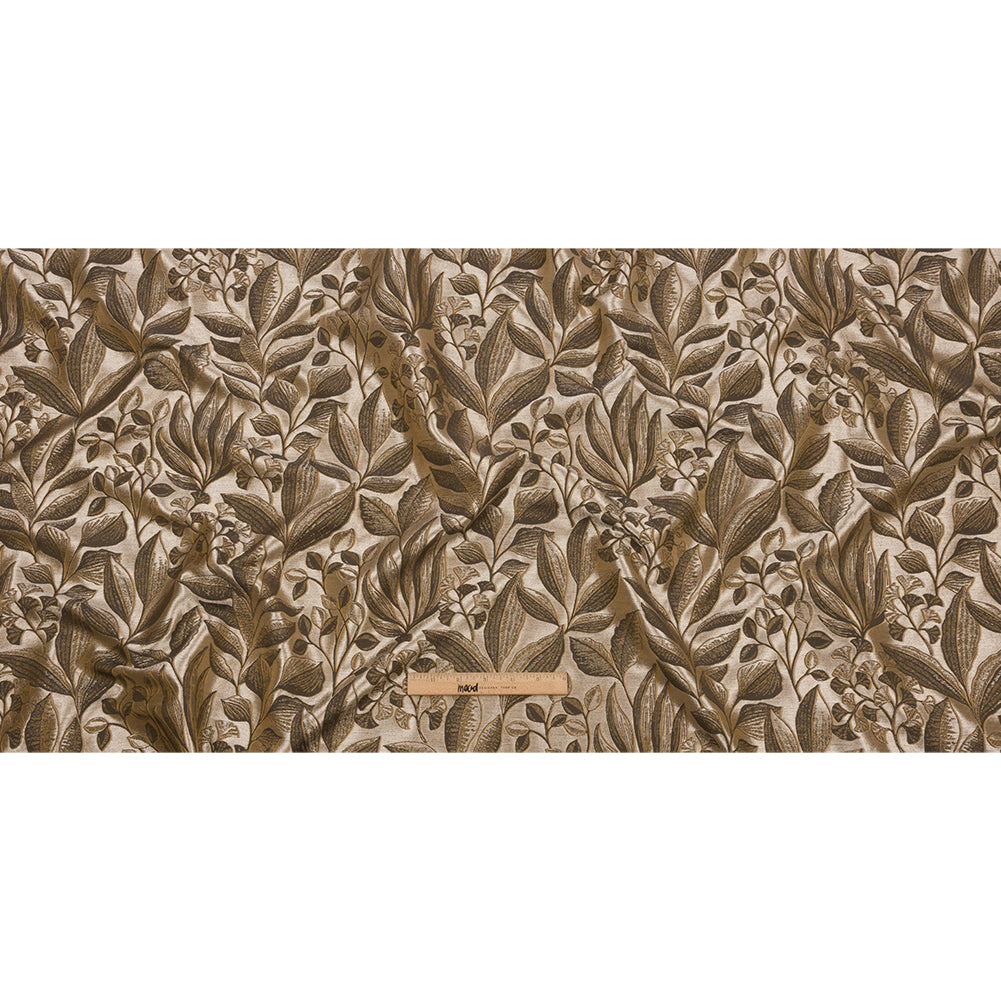 Metallic Drapery Jacquard - Ochre Lucent Leaves - British Imported
