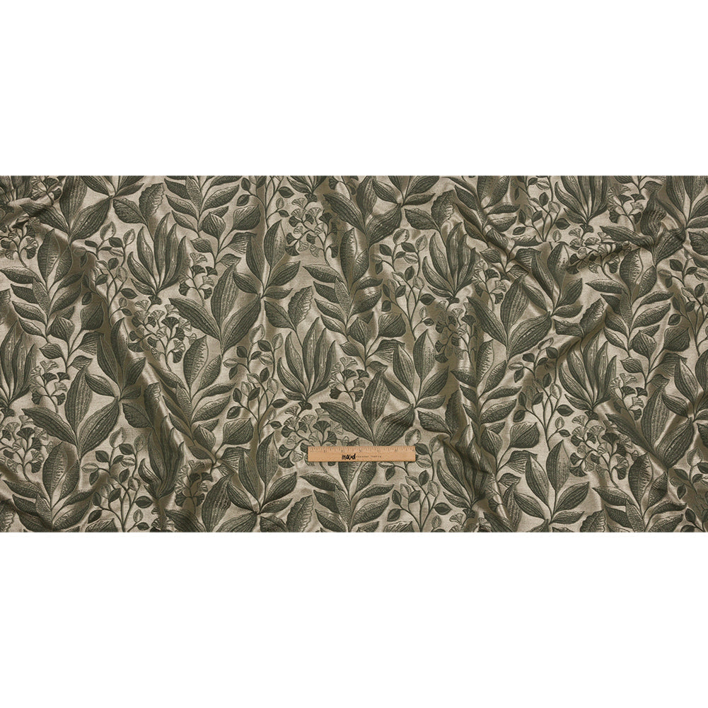 Metallic Drapery Jacquard - Sage Lucent Leaves - British Imported