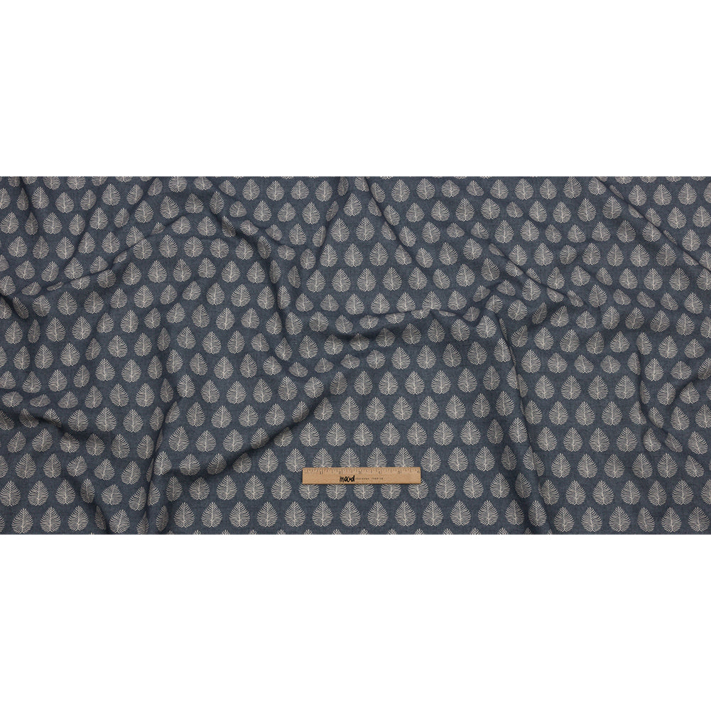 Cotton Canvas Print - Indigo Leaves - British Imported