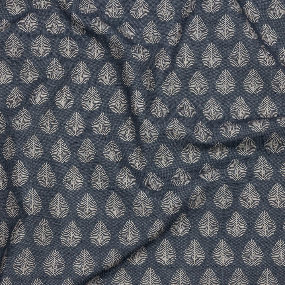 Cotton Canvas Print - Indigo Leaves - British Imported