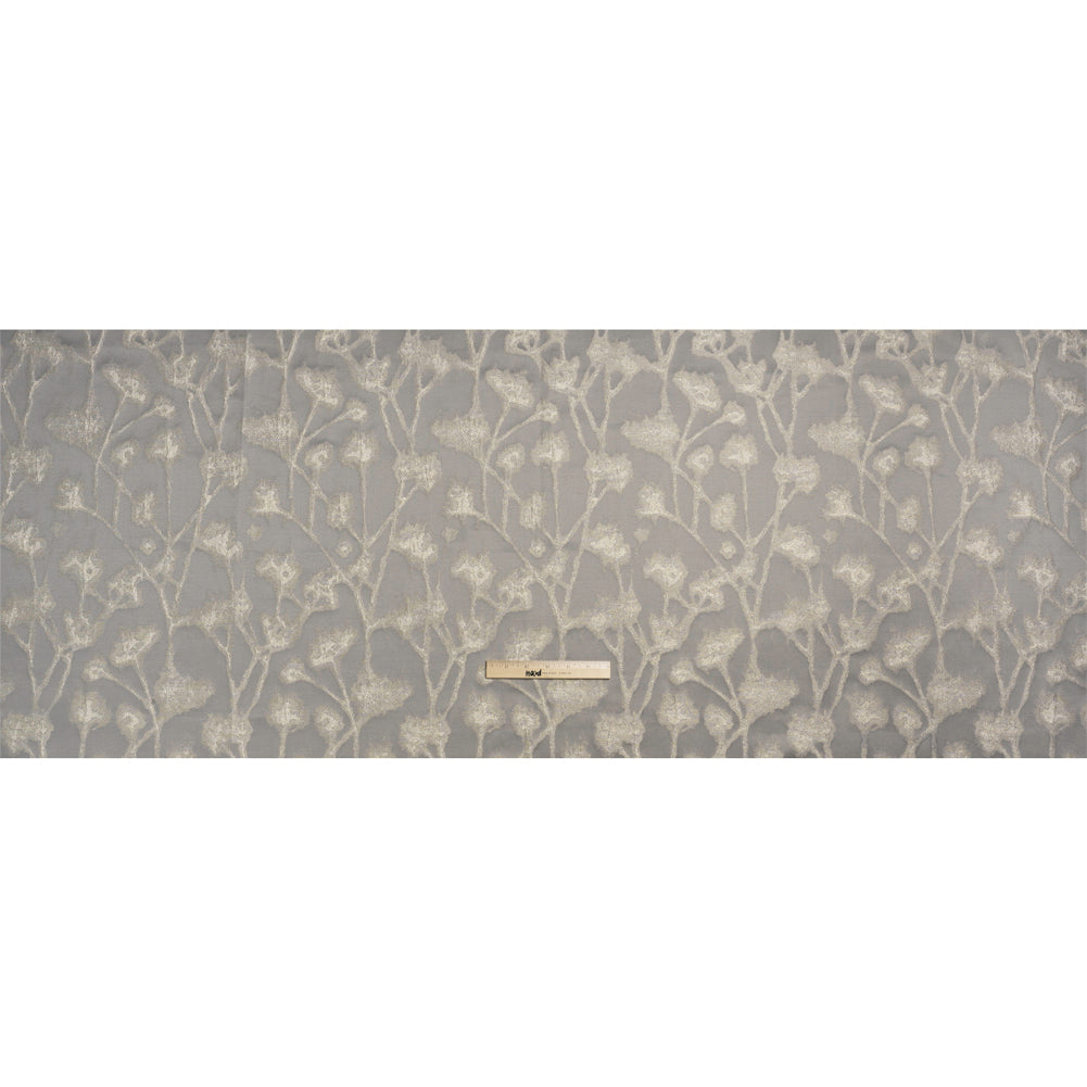 Metallic Drapery Jacquard - Dove Blurred Branches - British Imported