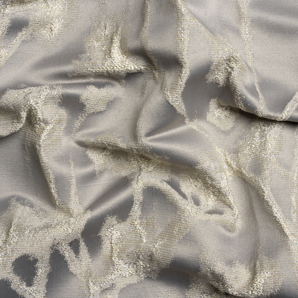 Metallic Drapery Jacquard - Dove Blurred Branches - British Imported