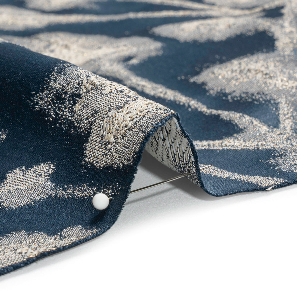 Metallic Drapery Jacquard - Ink Blurred Branches - British Imported
