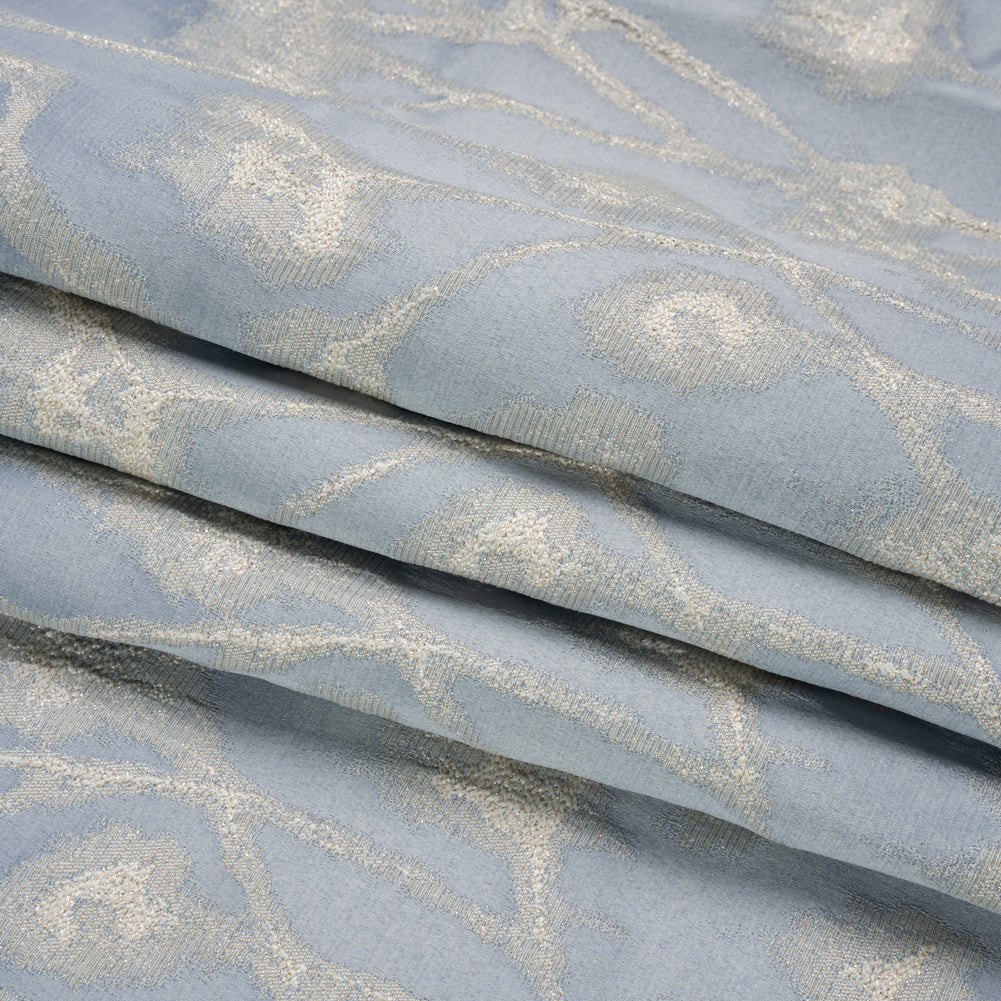 Metallic Drapery Jacquard - Dove Blurred Branches - British Imported