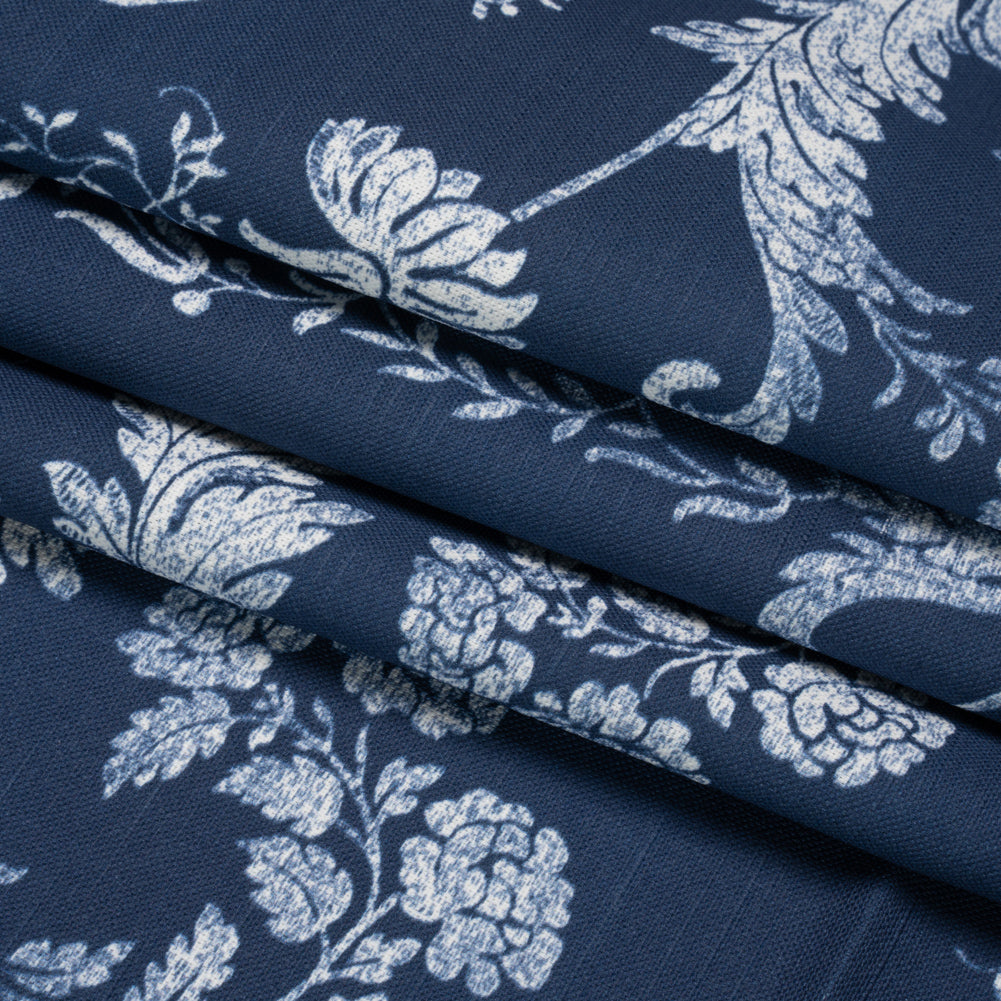Cotton Canvas Print - Midnight Scrolls and Leaves - British Imported