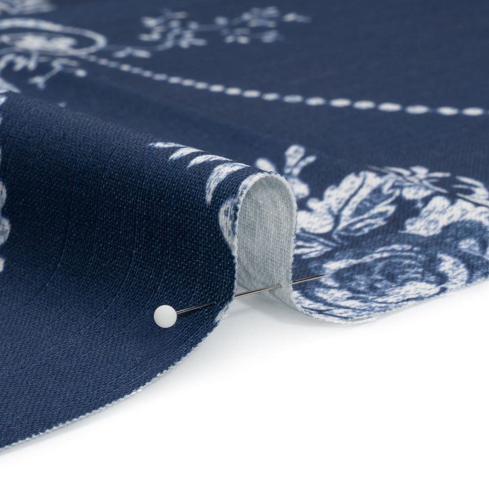 Cotton Canvas Print - Midnight Scrolls and Leaves - British Imported