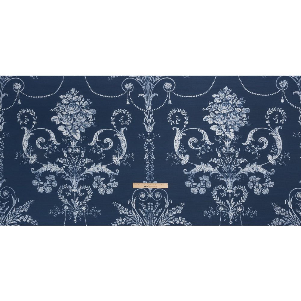 Cotton Canvas Print - Midnight Scrolls and Leaves - British Imported