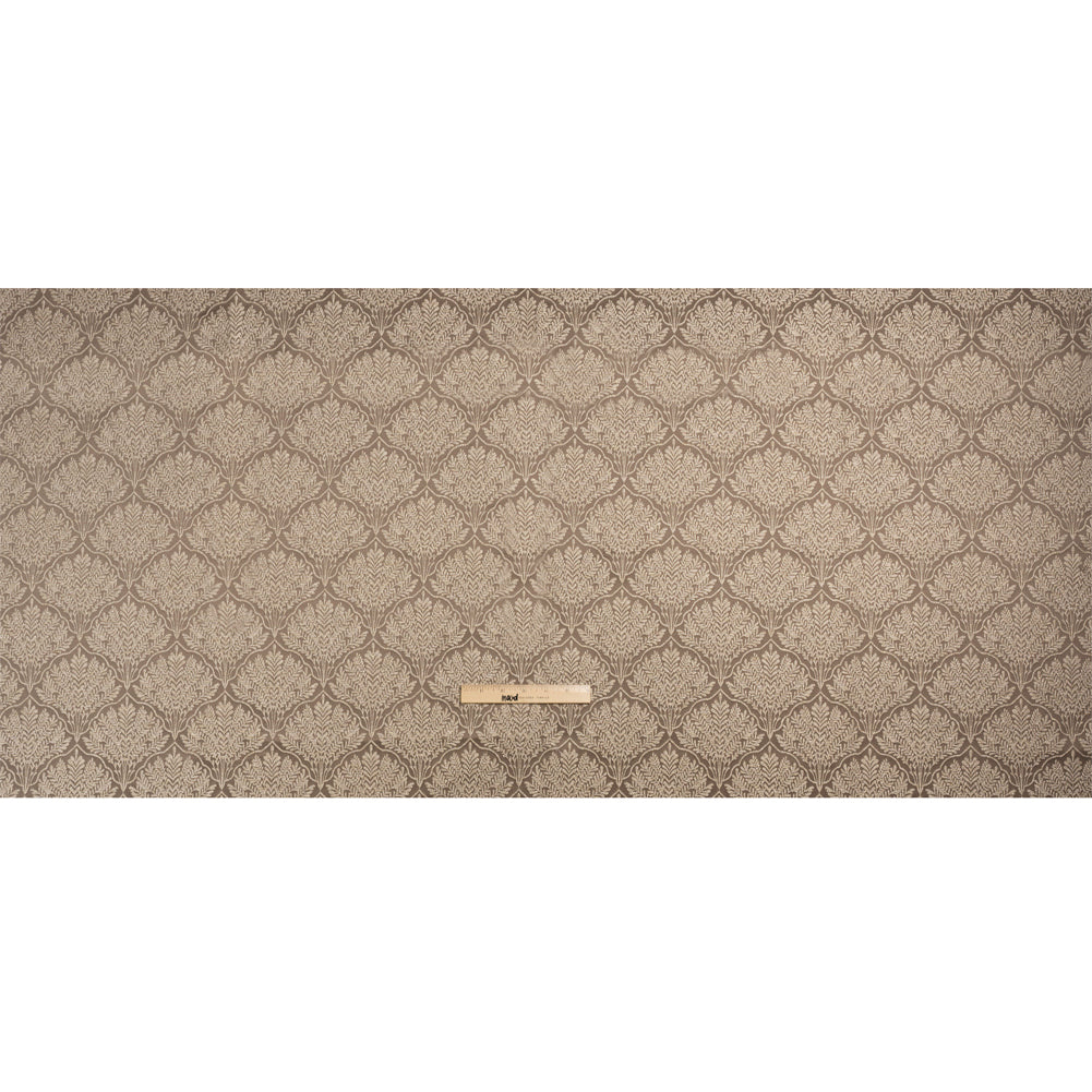 Metallic Drapery Jacquard - Mole Leafy Fans - British Imported