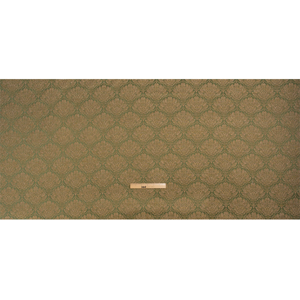 Metallic Drapery Jacquard - Olive Leafy Fans - British Imported