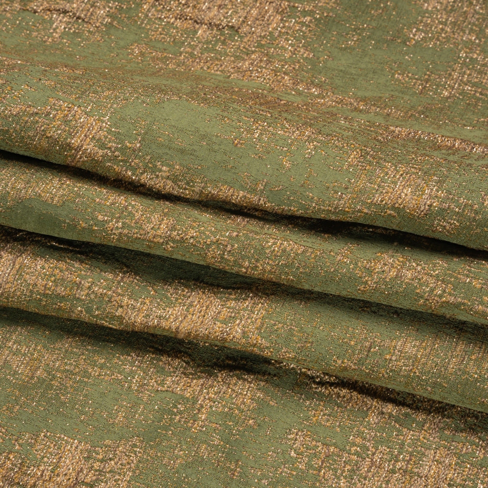 Metallic Drapery Jacquard - Olive Abstract - British Imported
