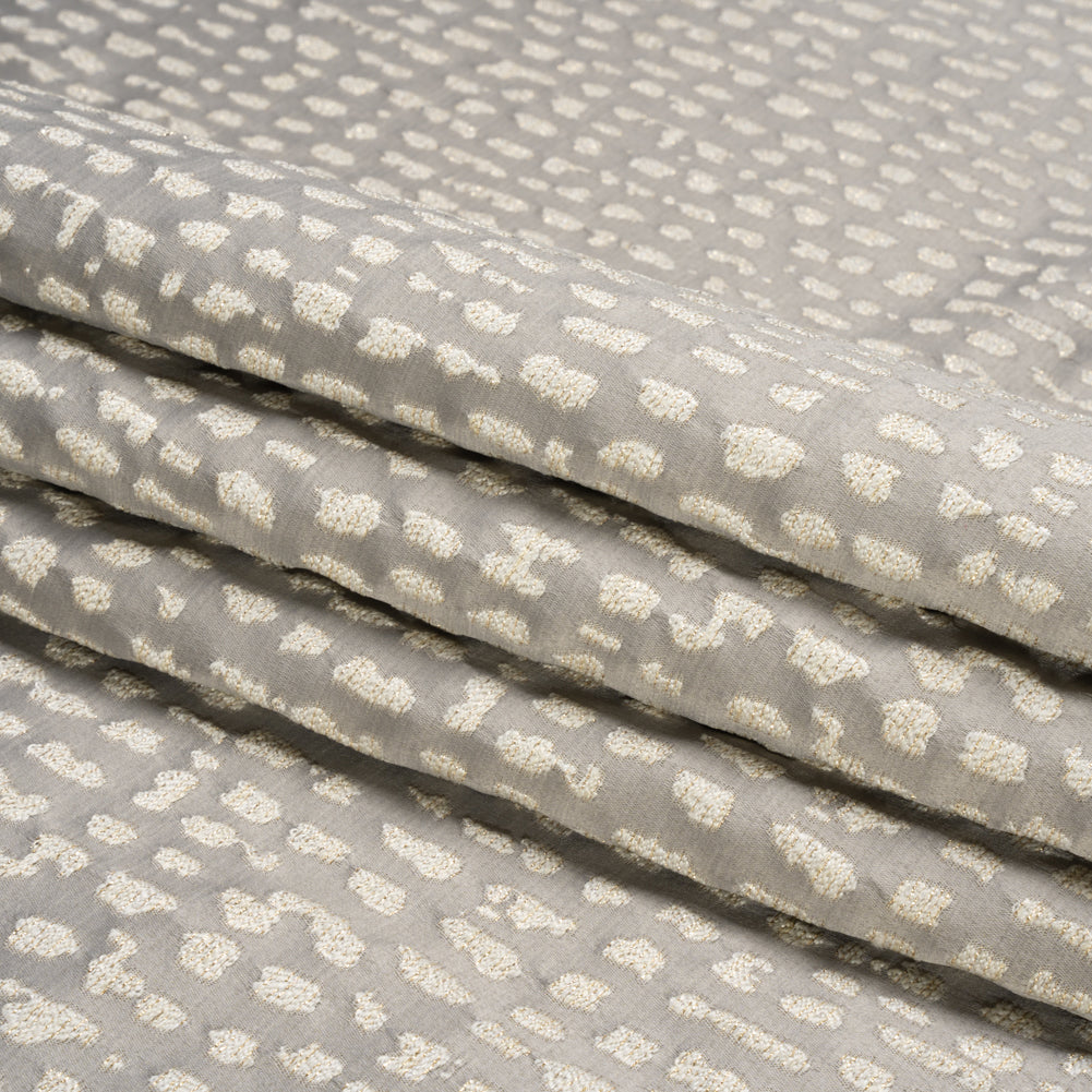 Metallic Drapery Jacquard - Dove Spotted Abstract - British Imported