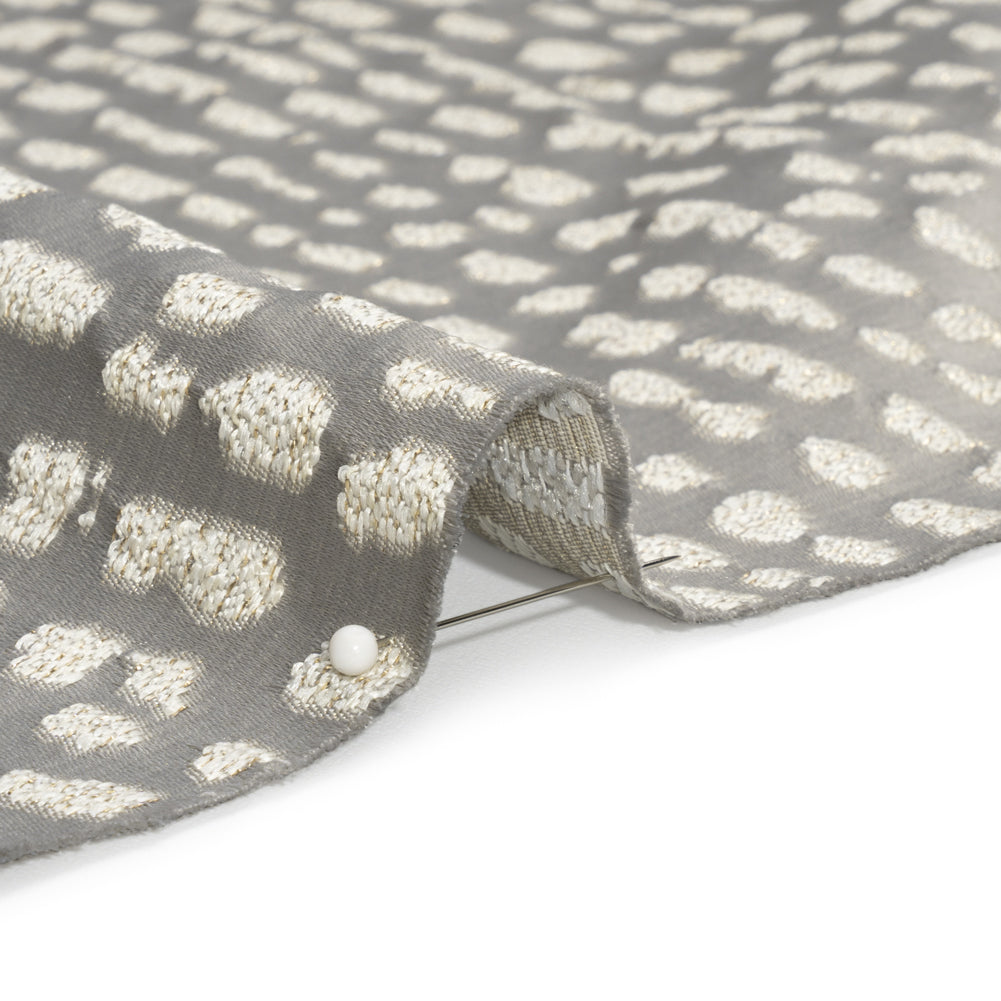 Metallic Drapery Jacquard - Dove Spotted Abstract - British Imported