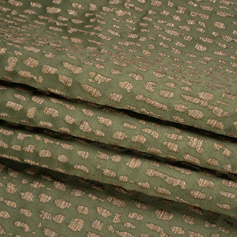 Metallic Drapery Jacquard - Olive Spotted Abstract - British Imported