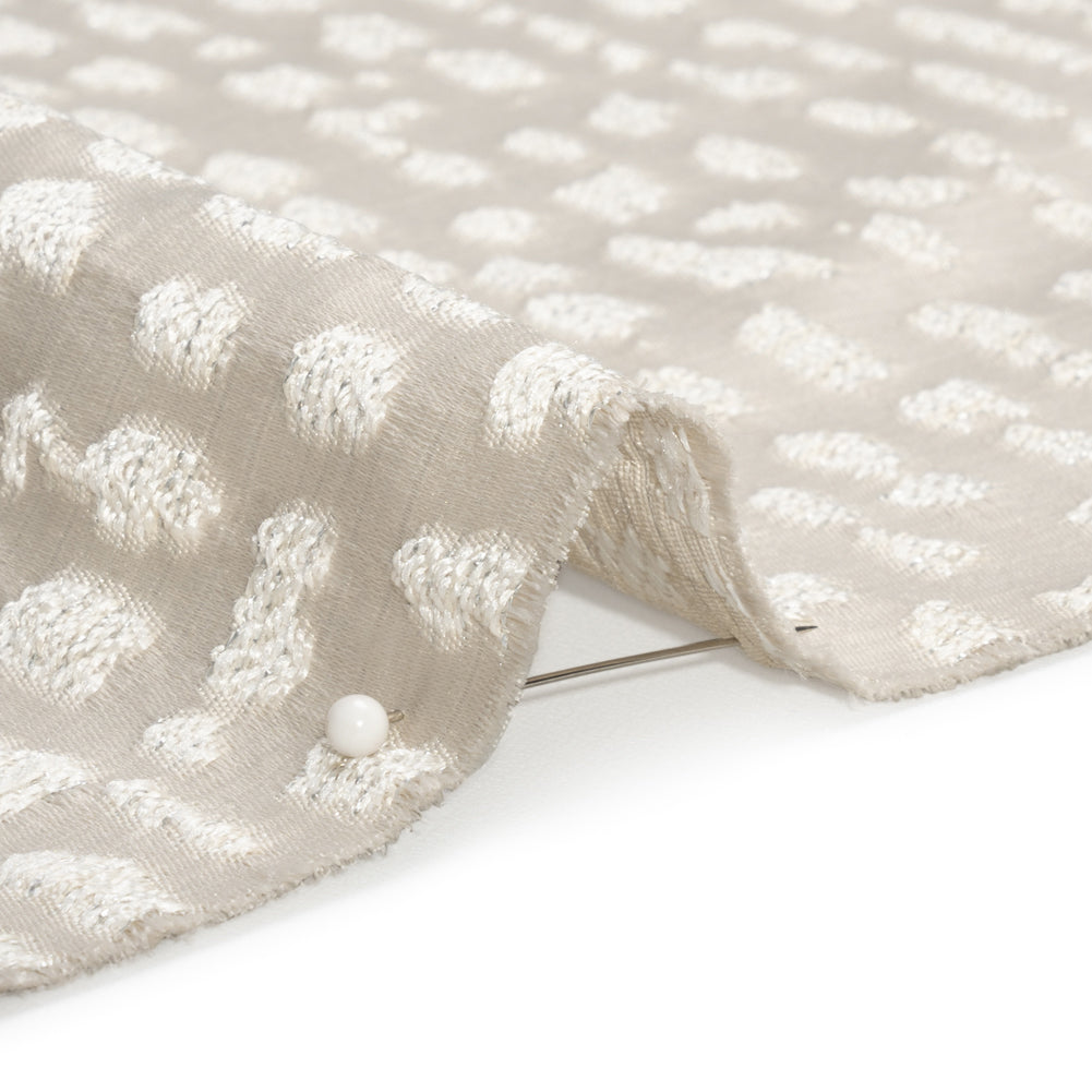 Metallic Drapery Jacquard - Porcelain Spotted Abstract - British Imported