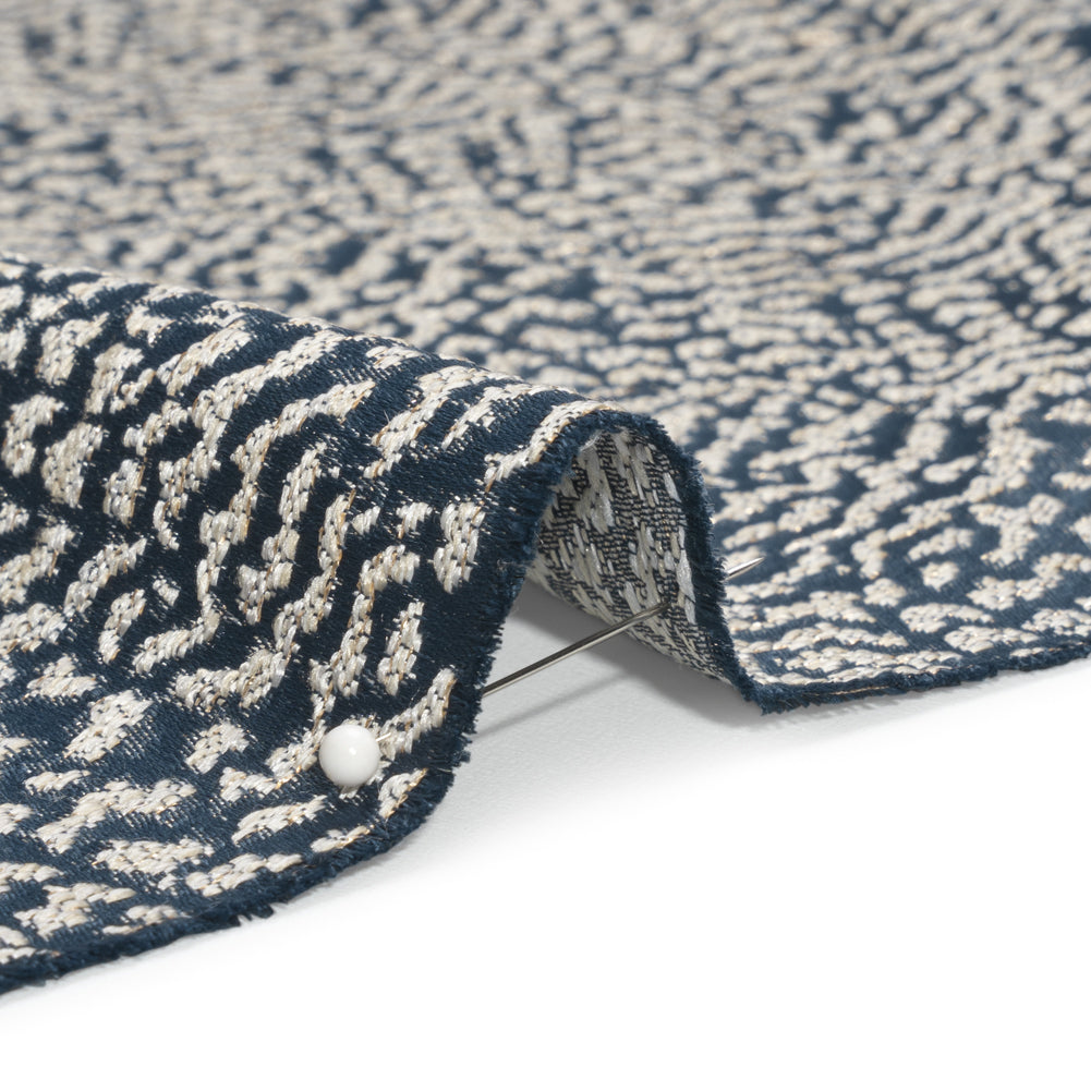 Metallic Drapery Jacquard - Ink Mottled - British Imported