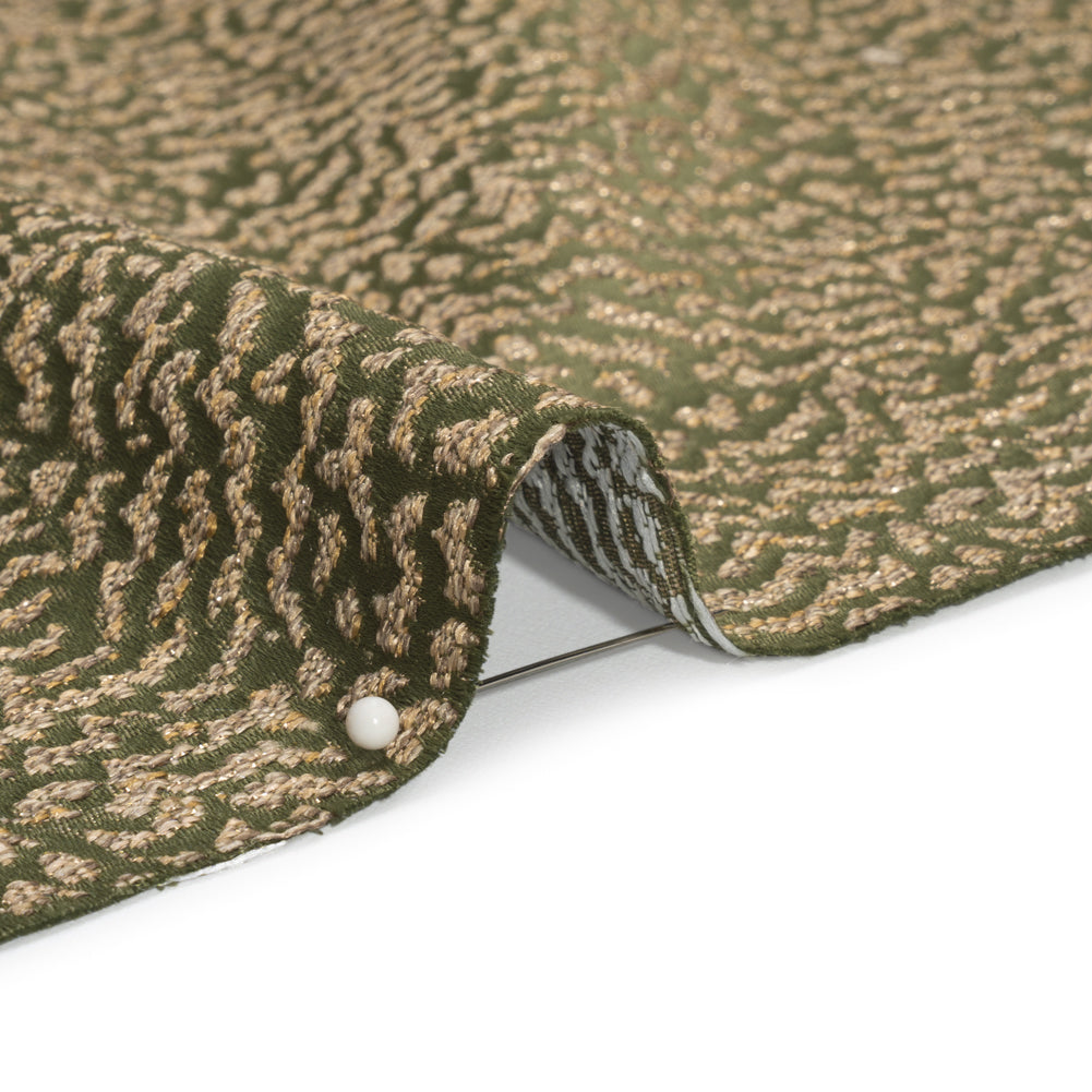 Metallic Drapery Jacquard - Olive Mottled - British Imported