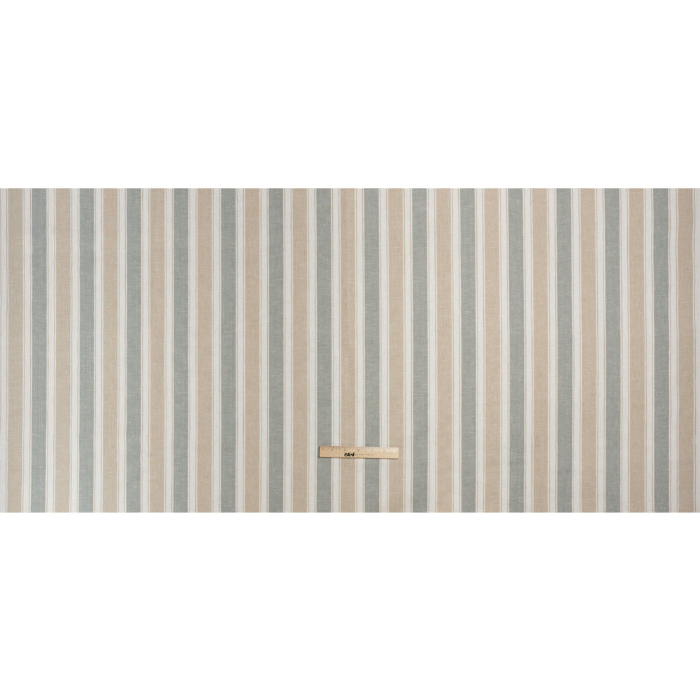 Slubbed Cotton Blend Woven - Seafoam Wide Stripes - British Imported