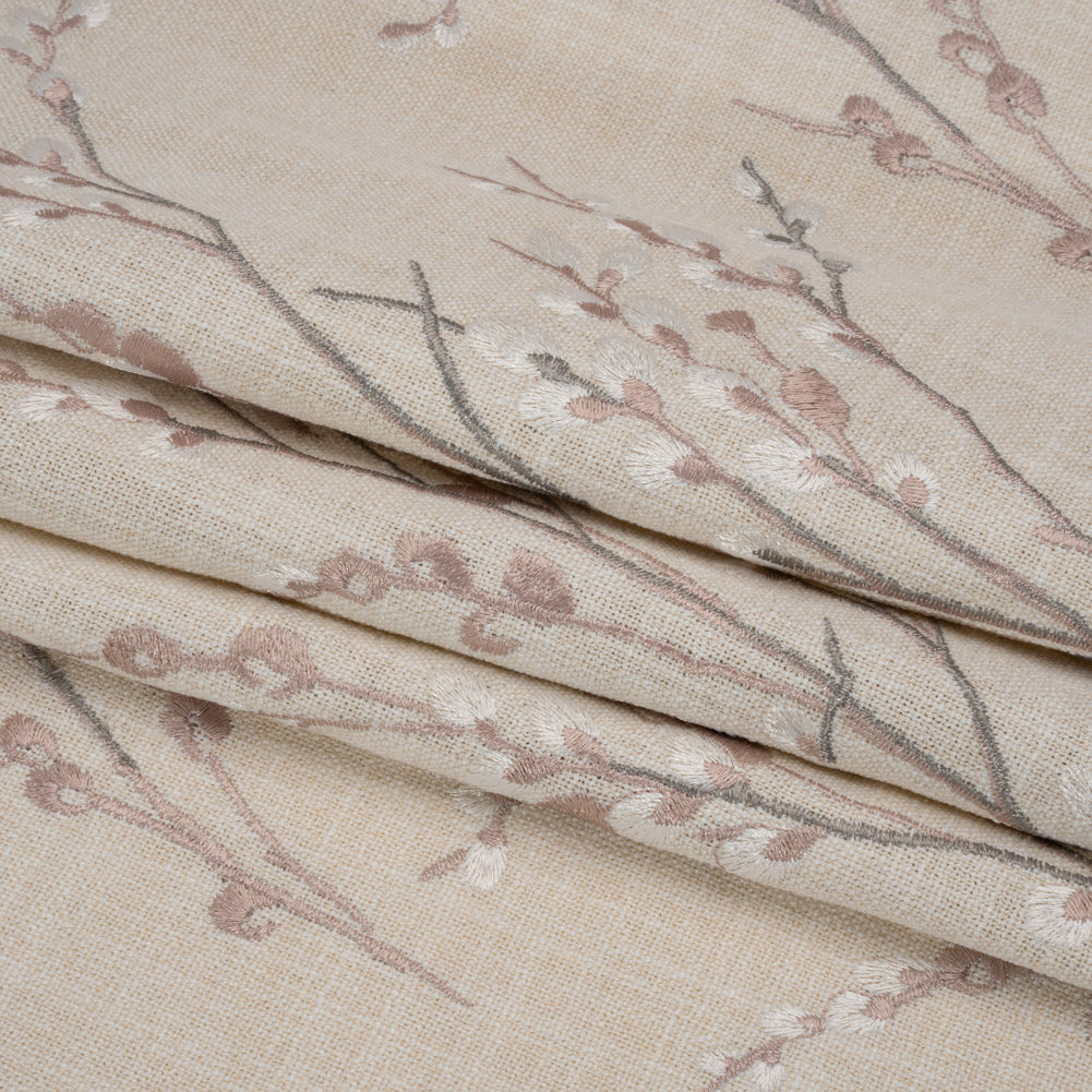 Embroidered Drapery Woven - Blush Prairie Willow - British Imported