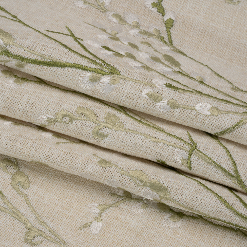 Embroidered Drapery Woven - Hedgerow Prairie Willow - British Imported
