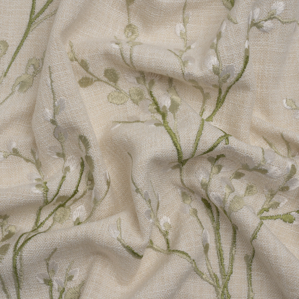 Embroidered Drapery Woven - Hedgerow Prairie Willow - British Imported