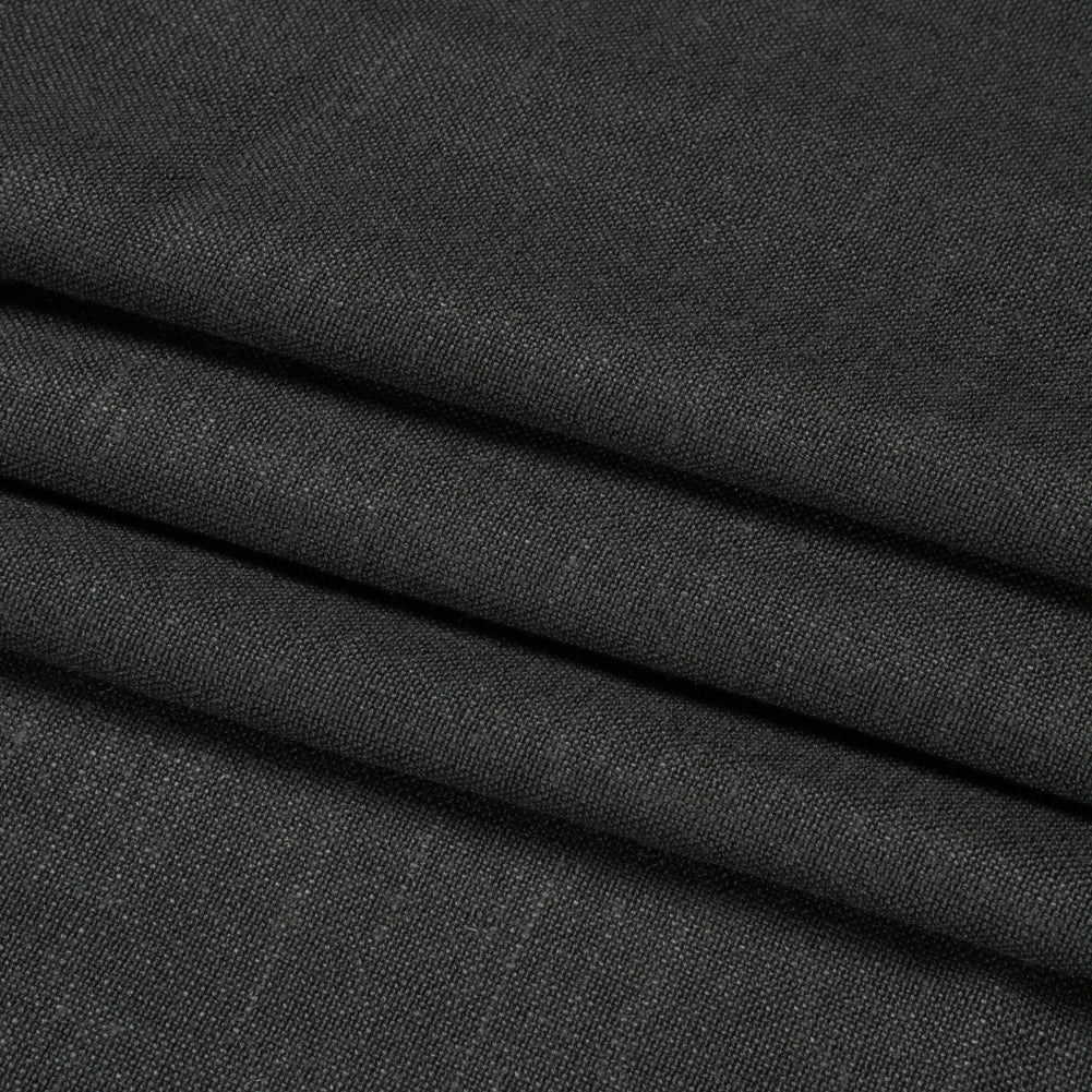 Linen, Viscose and Polyester Woven - Charcoal - British Imported