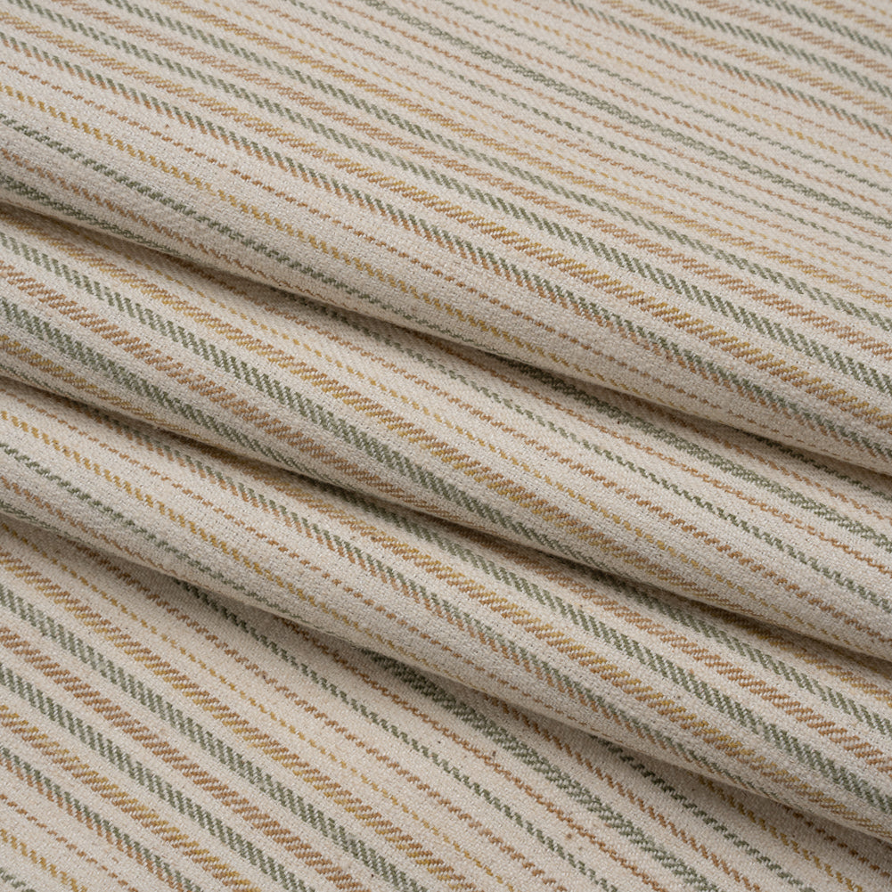 Polyester and Cotton Twill - Moss Barcode Stripes - British Imported