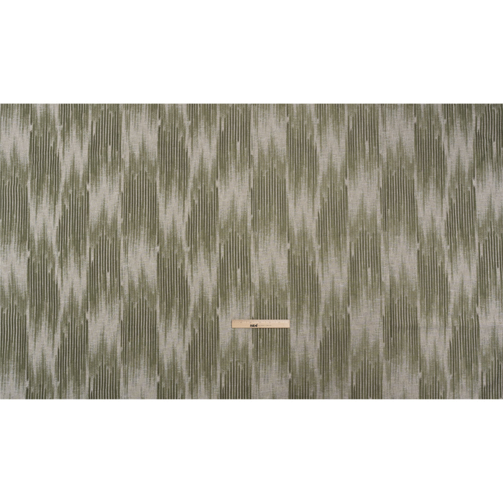 Drapery Jacquard - Moss Ikat Stripes - British Imported