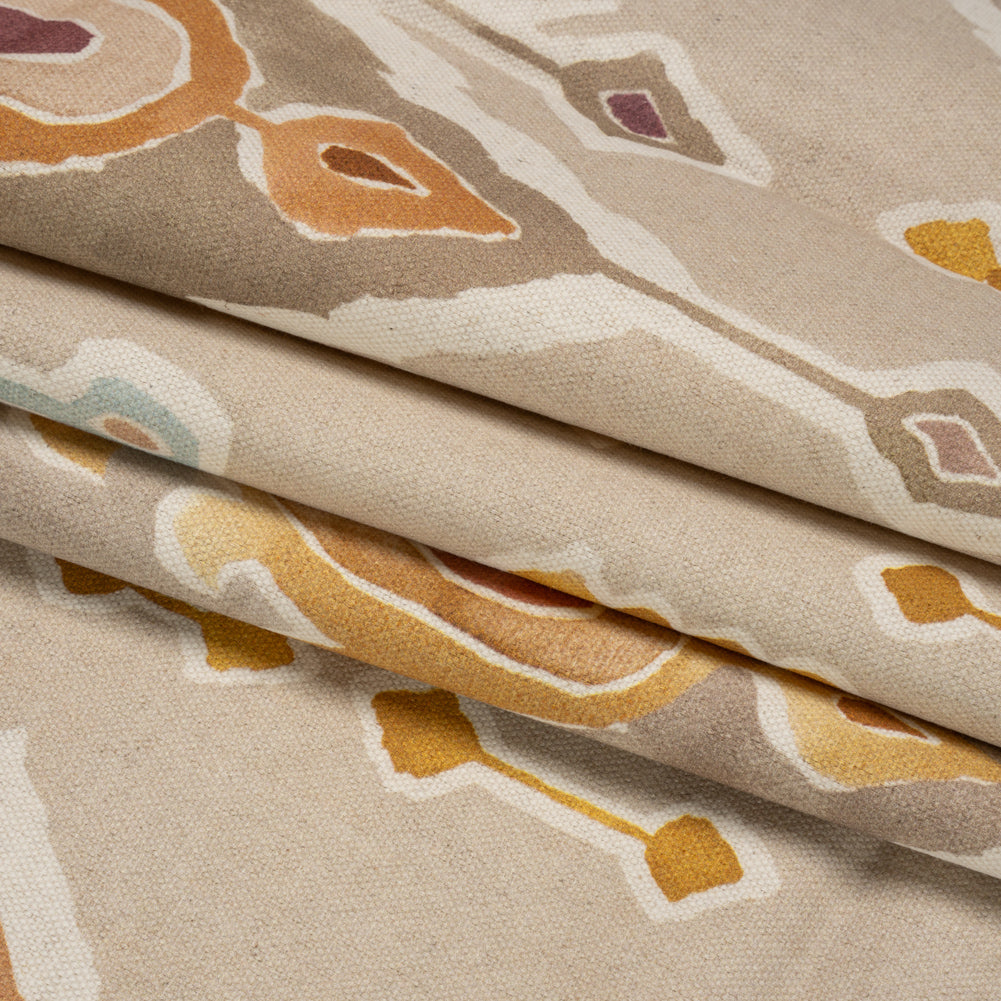 Cotton and Linen Canvas Print - Terracotta Painted Diamonds - British Imported