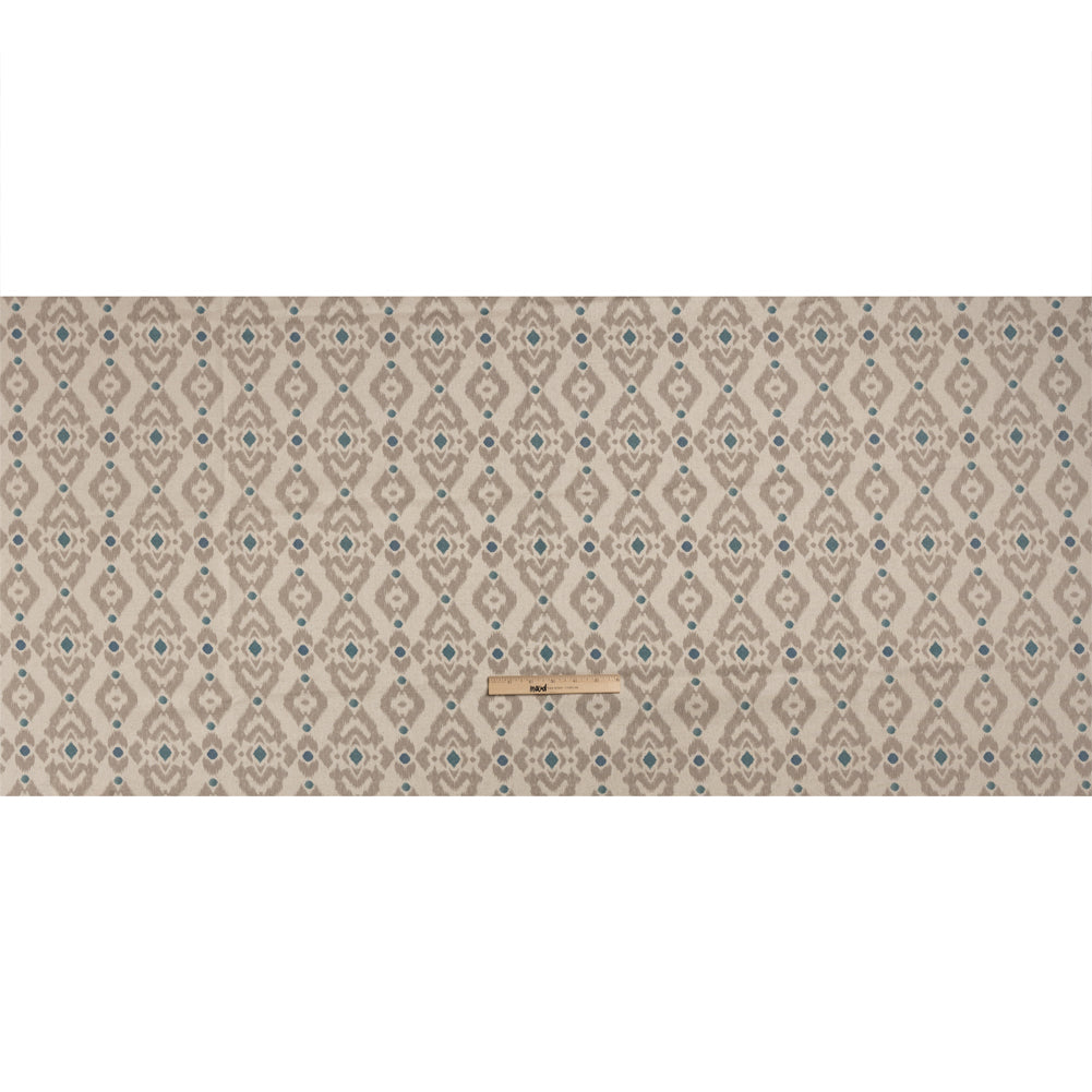 Cotton and Linen Canvas Print - Indigo Ikat Geometries - British Imported