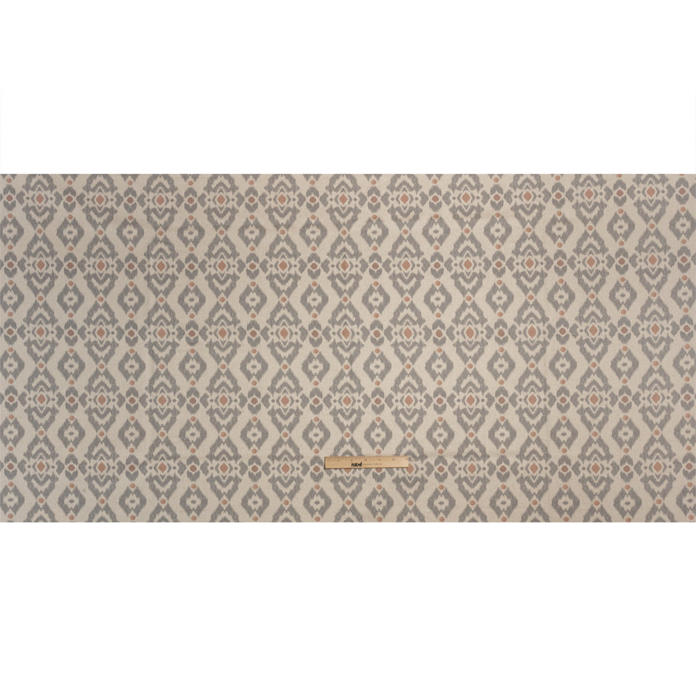 Cotton and Linen Canvas Print - Rose Ikat Geometries - British Imported
