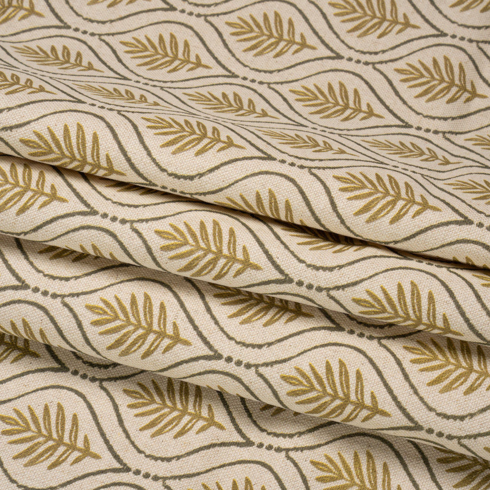 Cotton and Linen Canvas Print - Gold Leaf Motif - British Imported