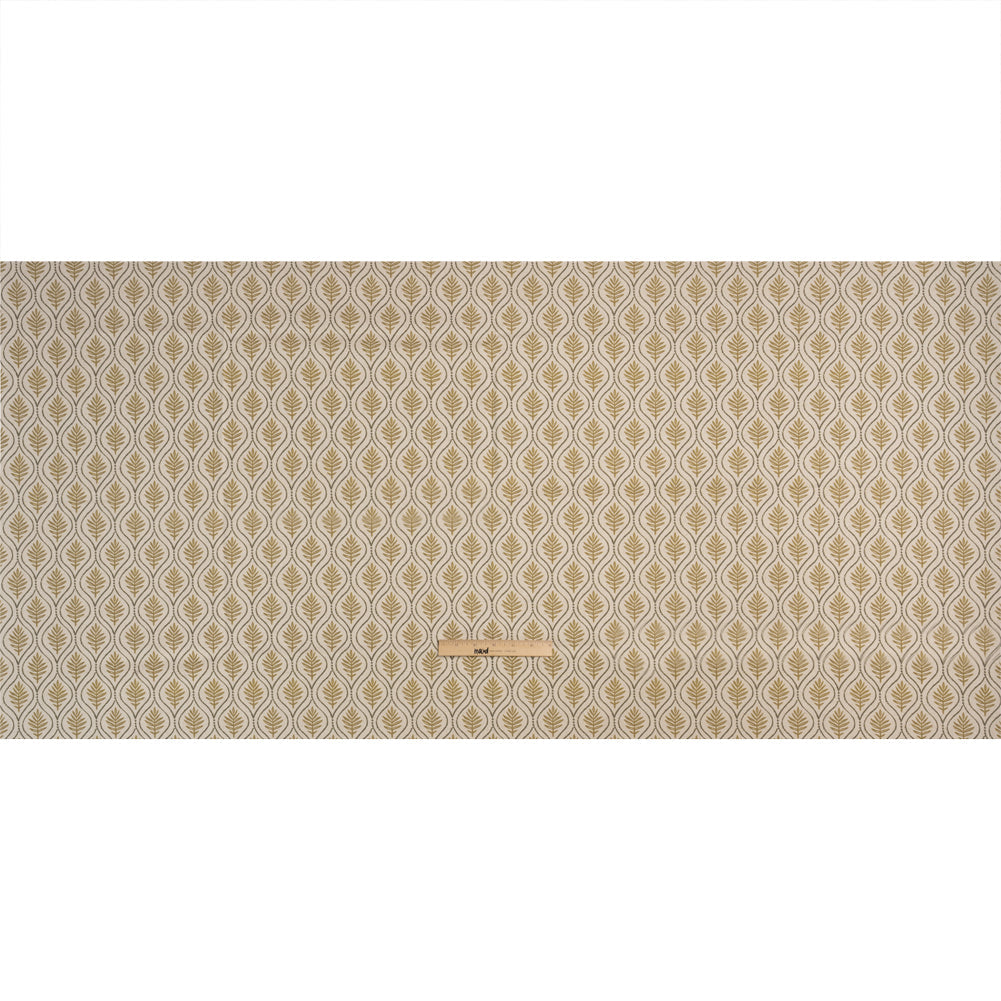 Cotton and Linen Canvas Print - Gold Leaf Motif - British Imported
