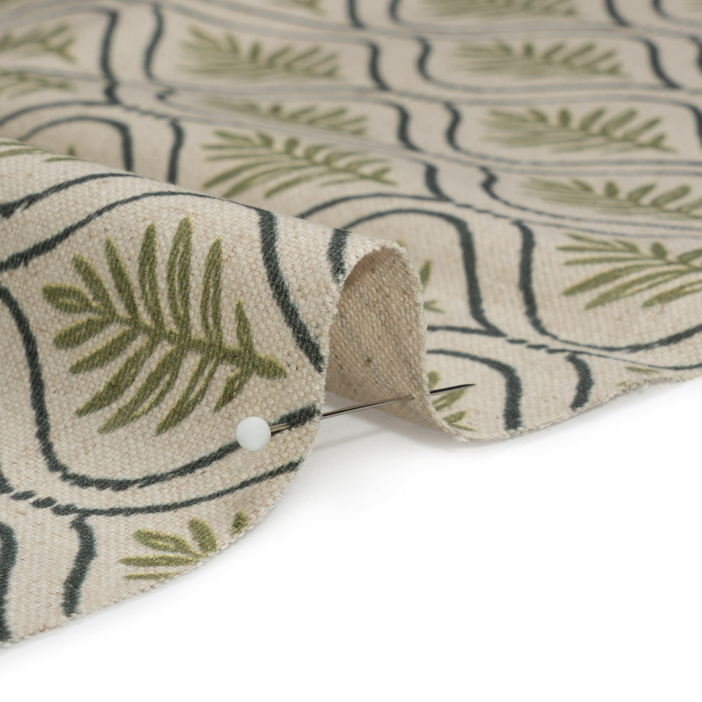 Cotton and Linen Canvas Print - Olive Leaf Motif - British Imported