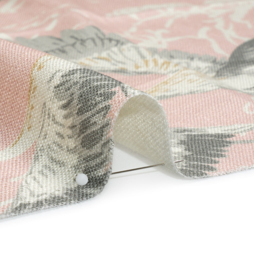 Viscose and Linen Drapery Woven Print - Blush Cranes in the Clouds - British Imported