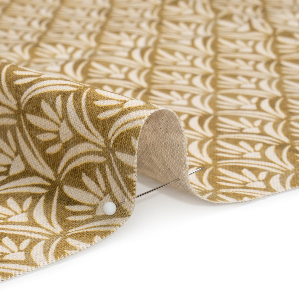 Cotton and Linen Canvas Print - Gold Floral Arches - British Imported