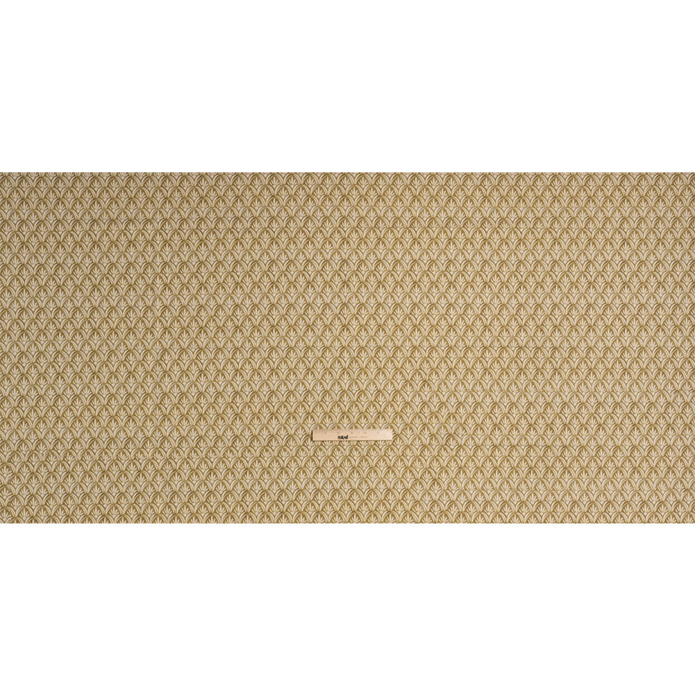 Cotton and Linen Canvas Print - Gold Floral Arches - British Imported
