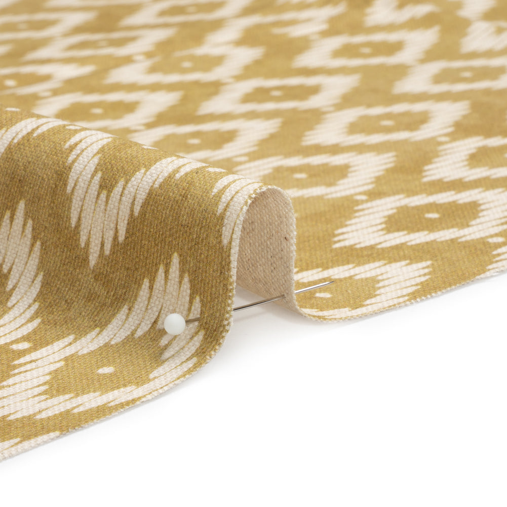 Cotton and Linen Canvas Print - Gold Diamonds and Dots - British Imported