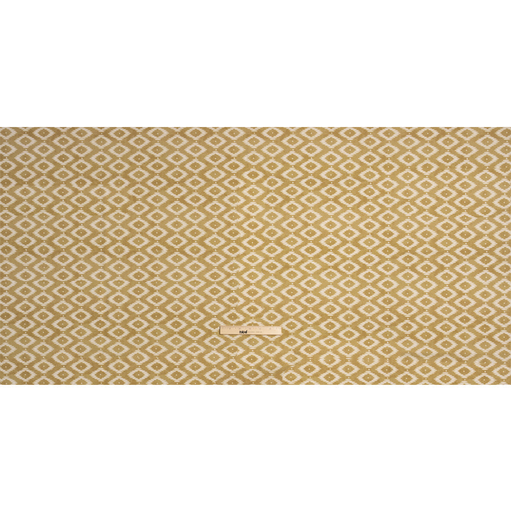 Cotton and Linen Canvas Print - Gold Diamonds and Dots - British Imported