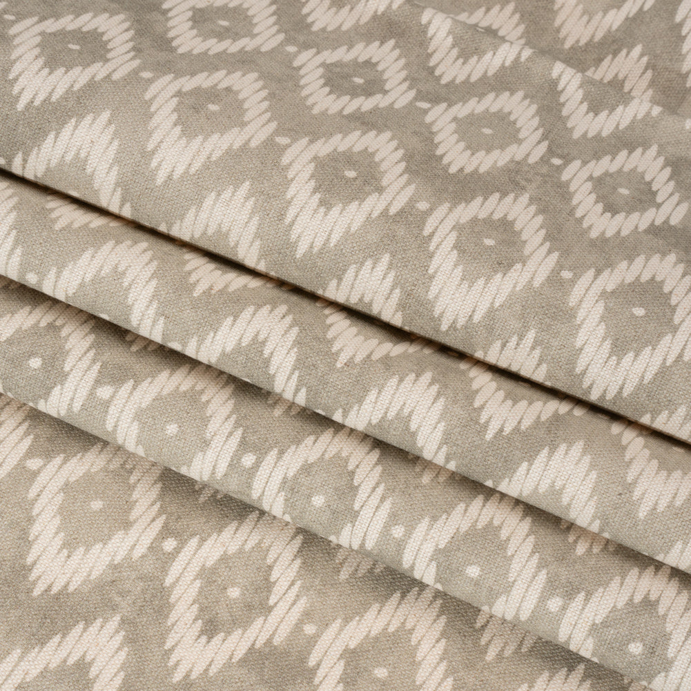 Cotton and Linen Canvas Print - Pebble Diamonds and Dots - British Imported
