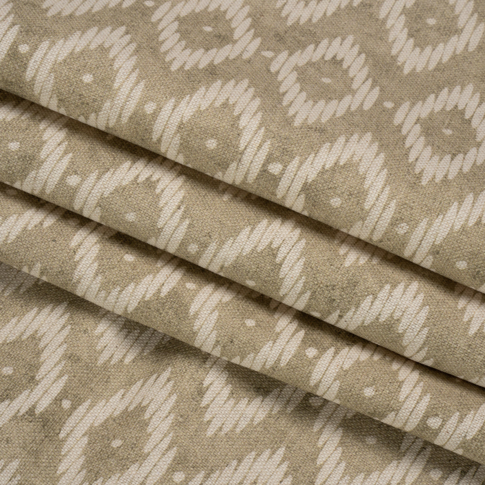 Cotton and Linen Canvas Print - Sand Diamonds and Dots - British Imported