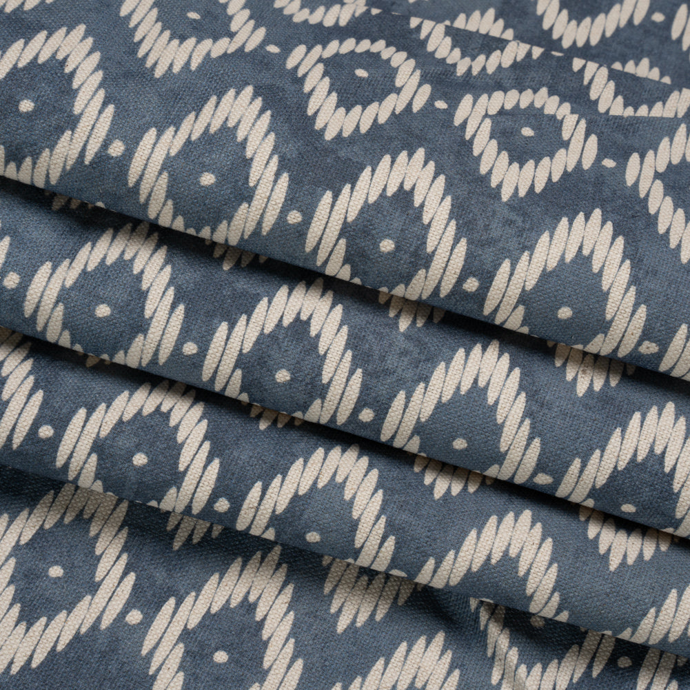 Cotton and Linen Canvas Print - Steel Diamonds and Dots - British Imported