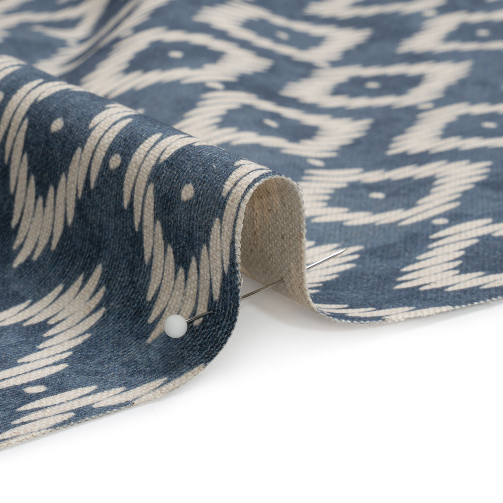 Cotton and Linen Canvas Print - Steel Diamonds and Dots - British Imported