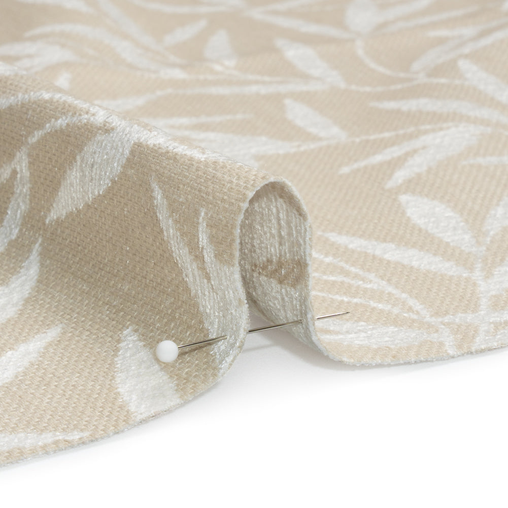 Chenille Drapery Jacquard - Natural Willow Leaves - British Imported
