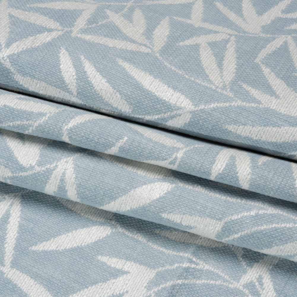 Chenille Drapery Jacquard - Pale Seaspray Willow Leaves - British Imported