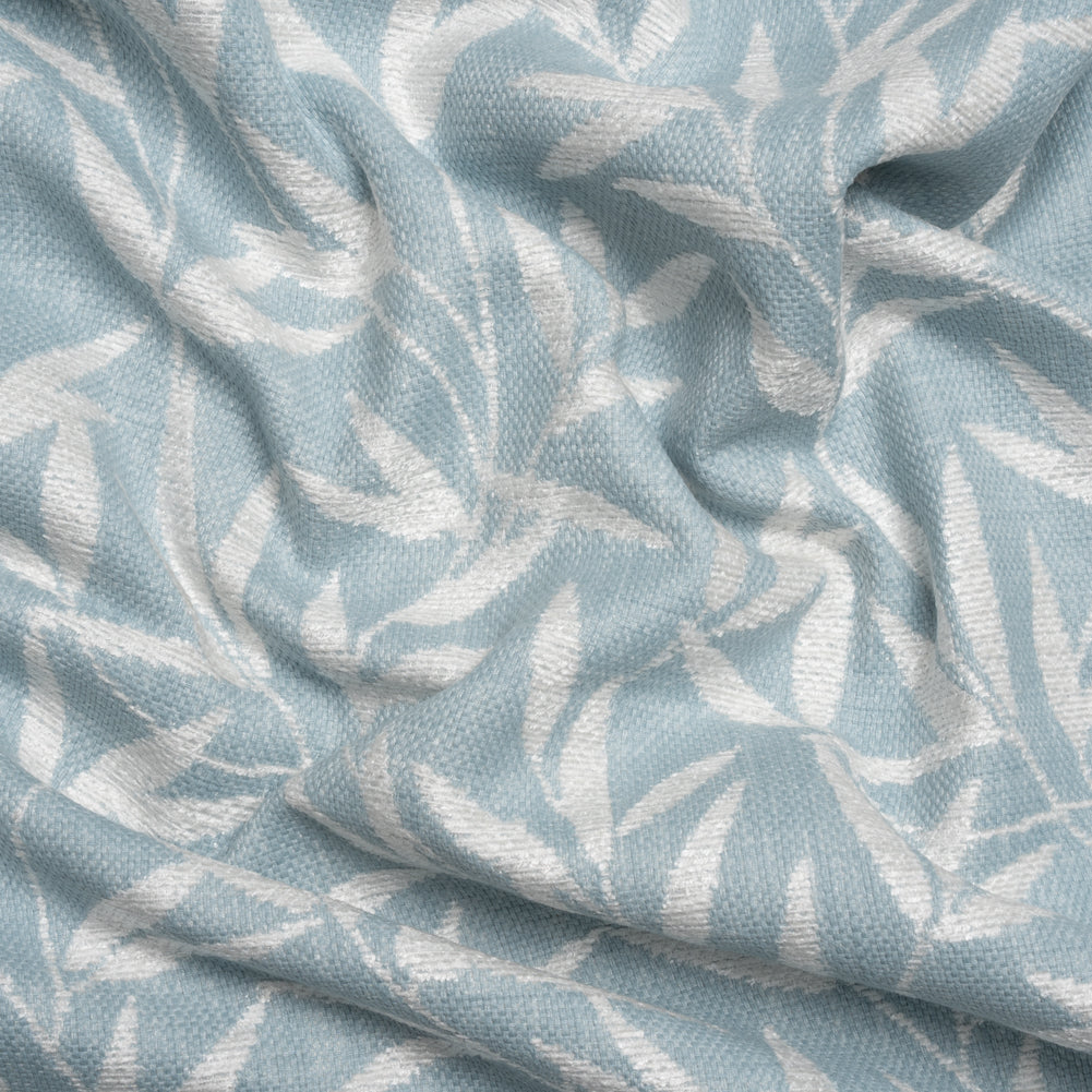 Chenille Drapery Jacquard - Pale Seaspray Willow Leaves - British Imported