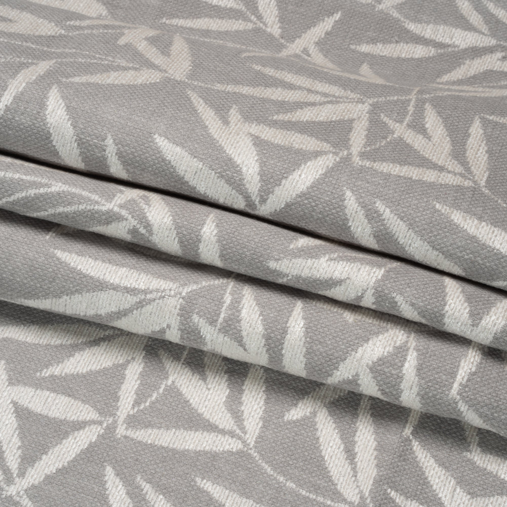 Chenille Drapery Jacquard - Steel Willow Leaves - British Imported