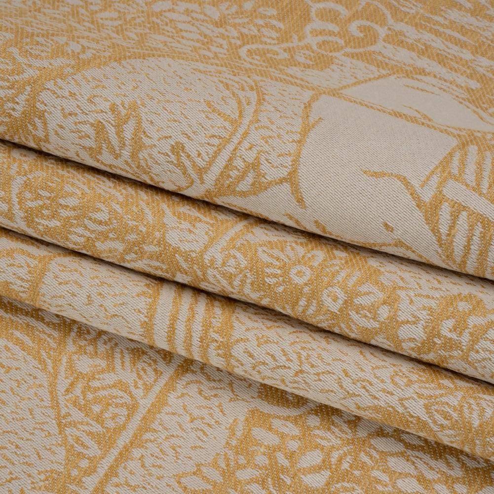 Drapery Jacquard - Ochre Pastoral Scenes - British Imported